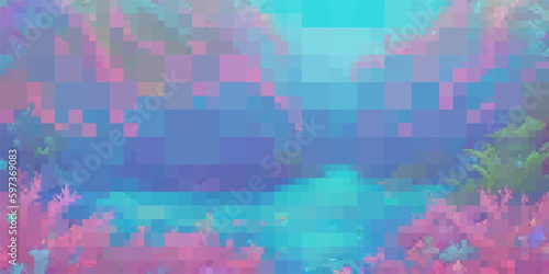 Underwater landscape. Aquatic background. Vector colorful illustration. Rectangular design.