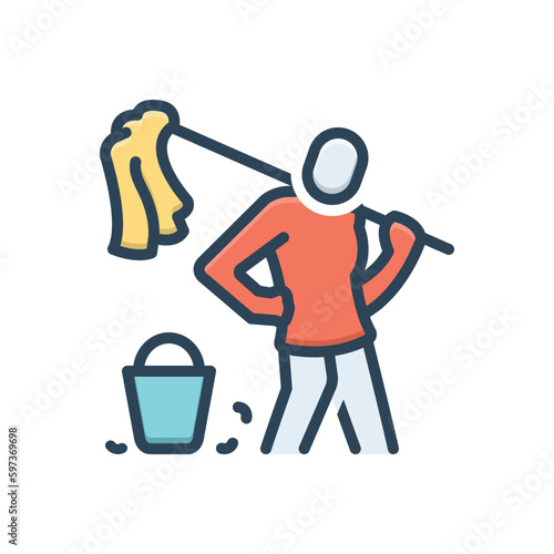 Color illustration icon for cleaner 