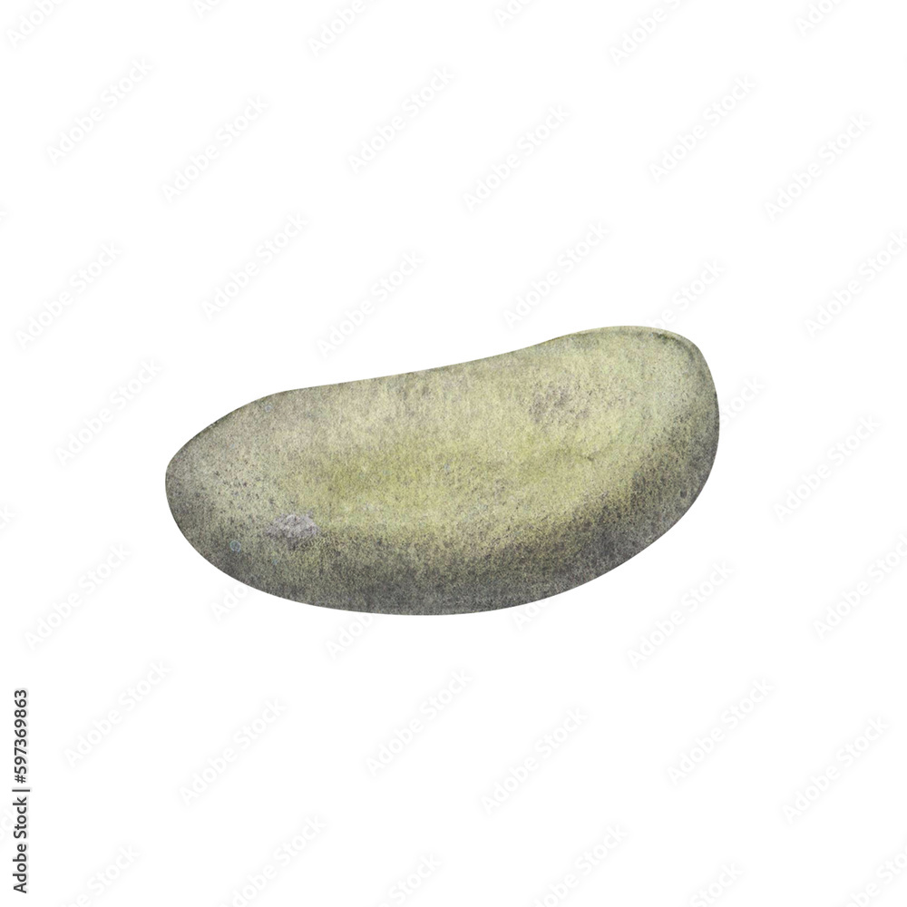 Green zen stone sea pebbles with stripes isolated on white background. Watercolor hand drawn spa illustration for design Green zen stone sea pebbles with stripes isolated on white background. Watercolor hand drawn spa illustration for design