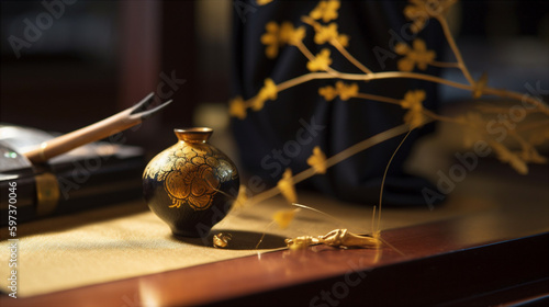 日本の蒔絵の工芸品と文道具 Generative AI