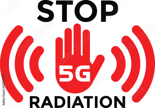 HAND STOP 5G RADIATION STICKER VECTOR