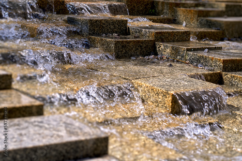 Water flowing on stones