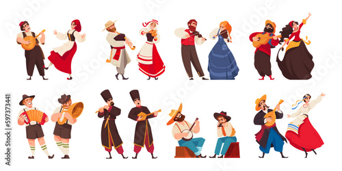 Isolated Folklore Music Icon Set