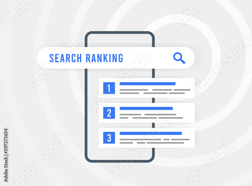 Mobile-Friendliness SEO Ranking concept. Improve search engine ranking with content, targeted keywords, authoritative backlinks, optimized user behavior. SEO techniques for top search engine results photo
