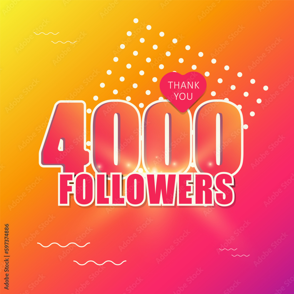 Banner, poster for social networks. Thank you 4000 followers. Vector illustration.