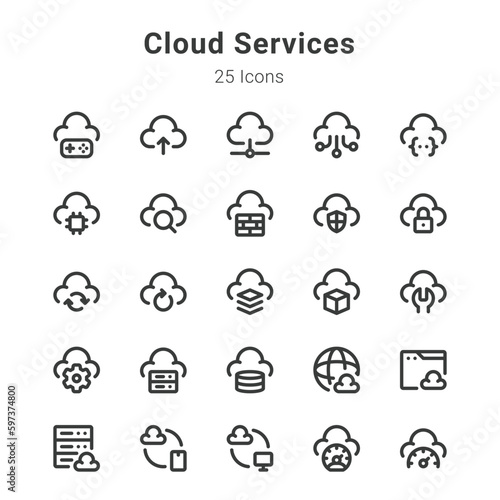 Cloud services icon set