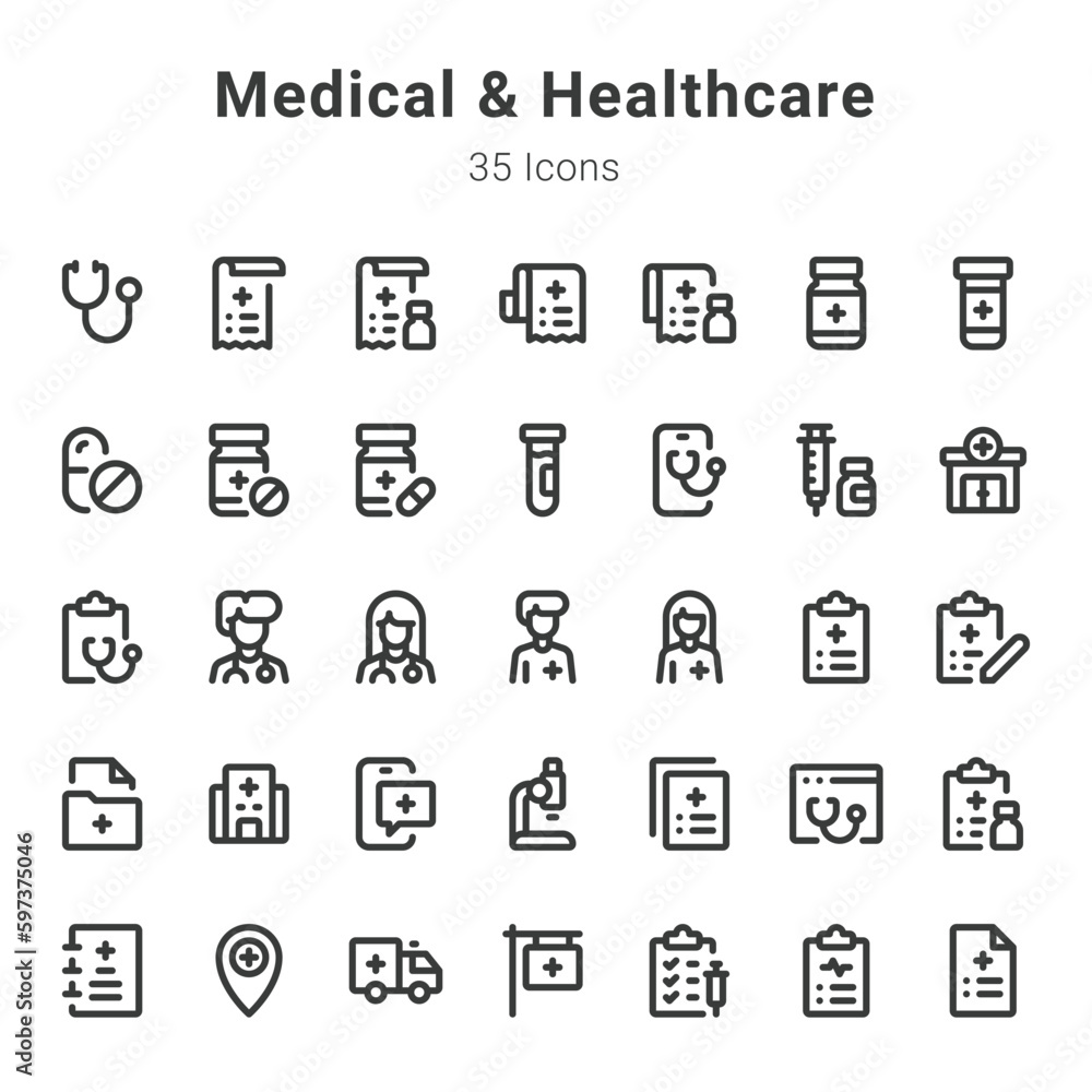 Medical and healthcare icon set Medical and healthcare icon set