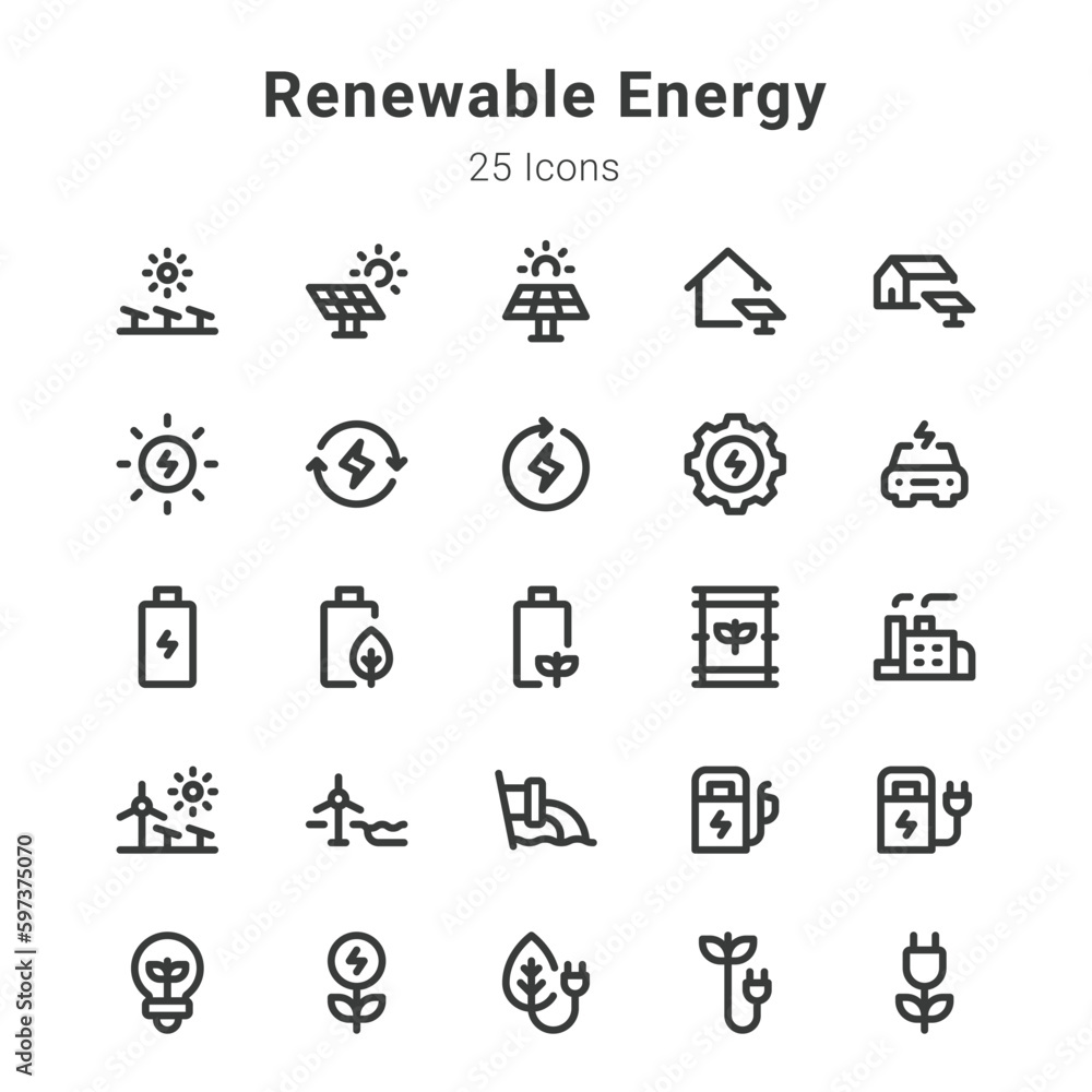 Renewable energy icon set