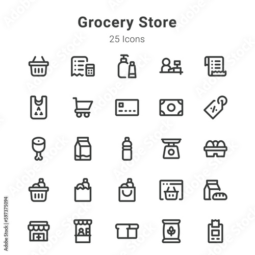 Grocery store icon set