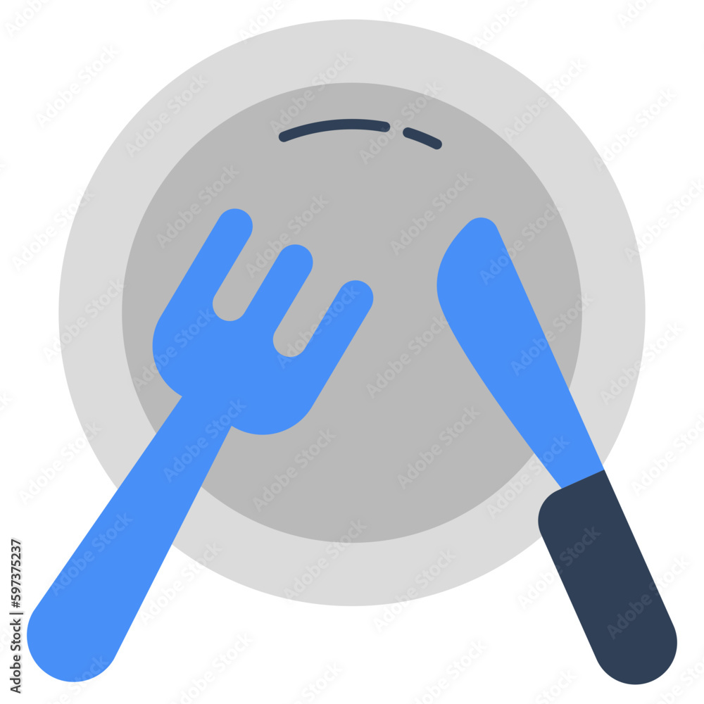 Fork with knife and plate, concept of tableware icon. Fork with knife and plate, concept of tableware icon.