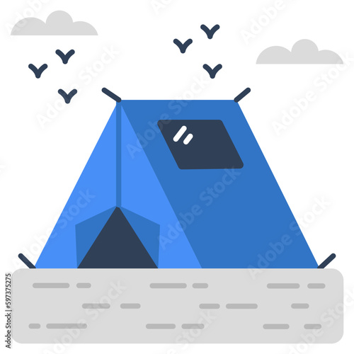 A flat design icon of camp