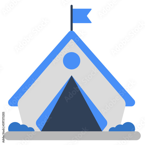 A flat design icon of camp
