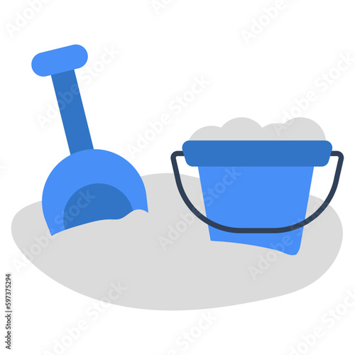 Shovel with mud and basket denoting concept of mud pail 