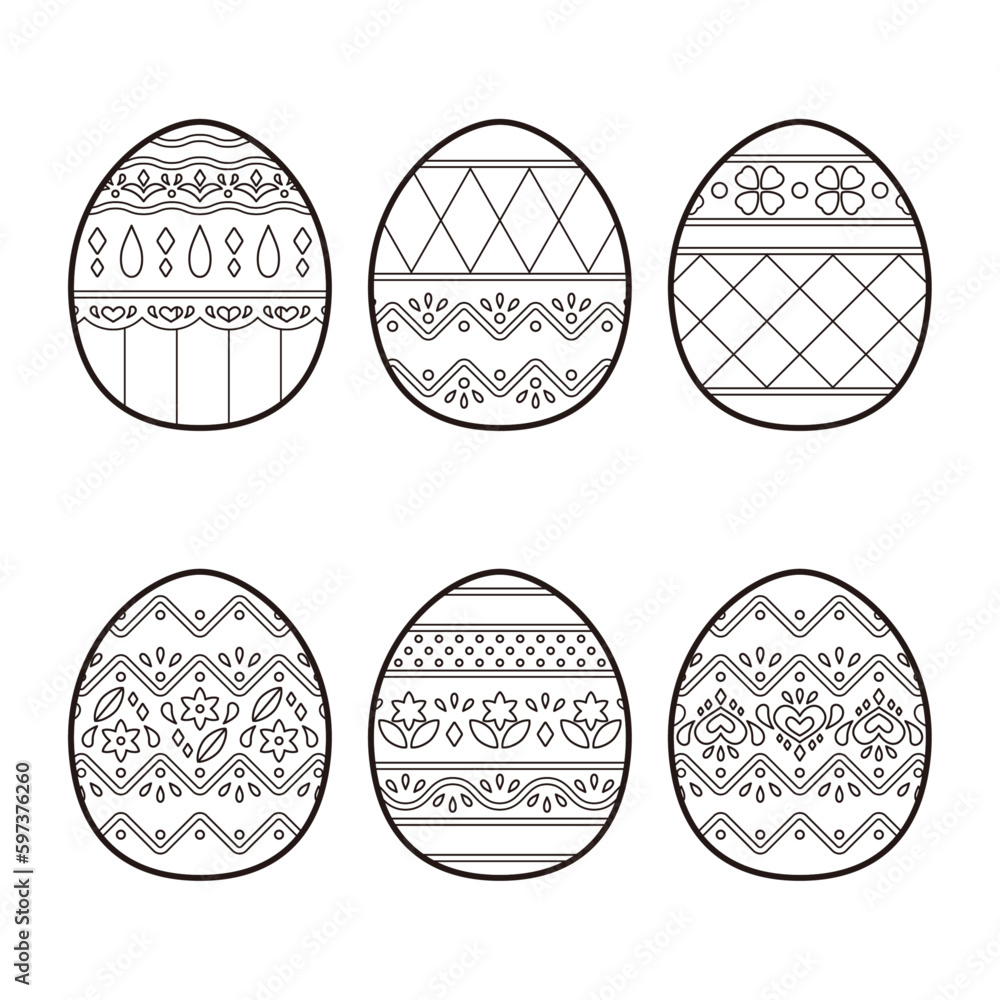 Naklejka premium イースターエッグ セット ぬりえ