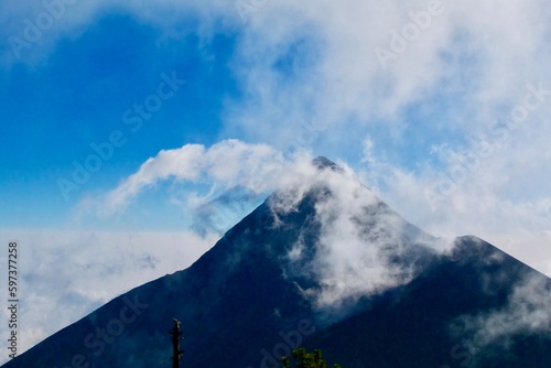 Fuego volcano eruption seen from Acatenango volcano