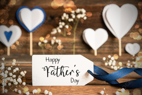 Label, Atmospheric Decoration, Heart, Flower, Text Happy Fathers Day photo