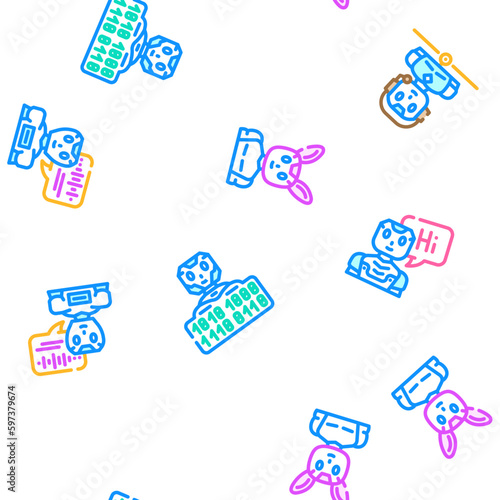 chat bot robot service vector seamless pattern