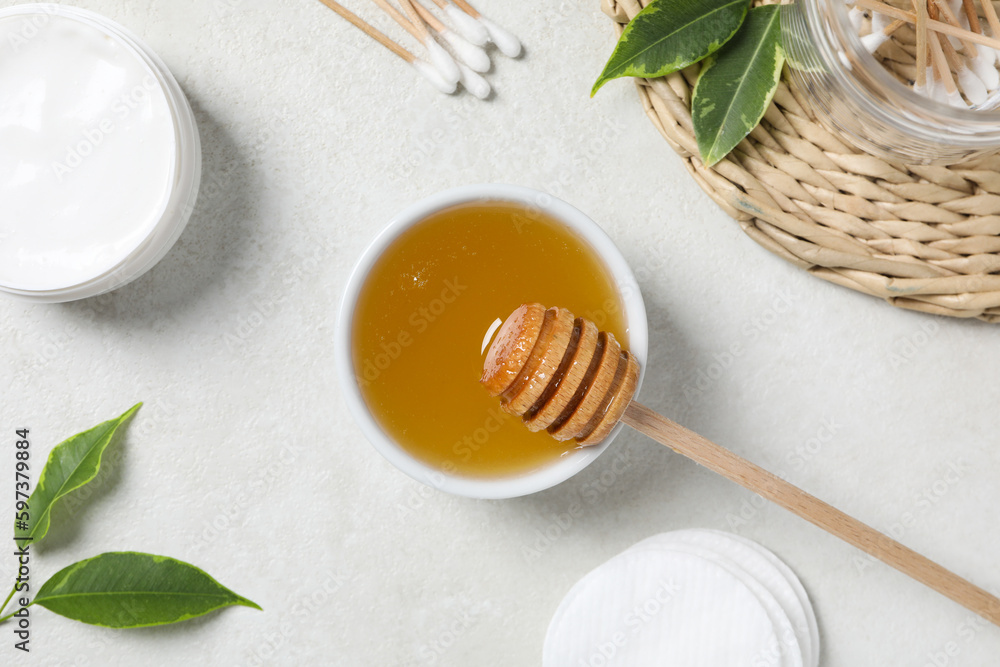 Concept of face and skin care supplies - Honey cosmetic Concept of face and skin care supplies - Honey cosmetic