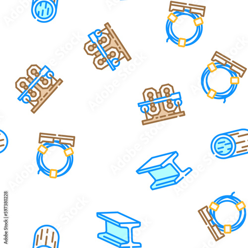 steel production industry metal vector seamless pattern