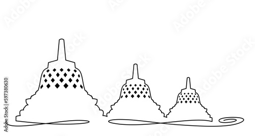 vesak day temple line art style vector eps 10