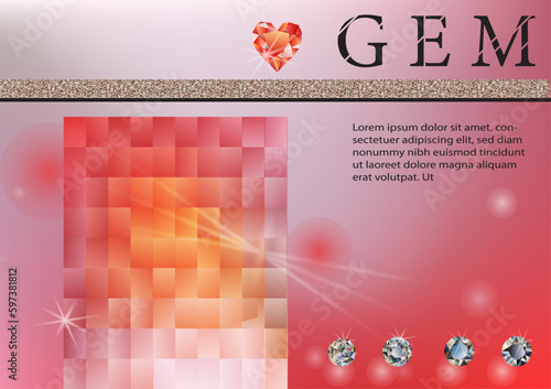 Diamond background gemstone realistic vector illustration