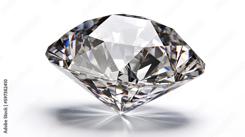 Large Clear Diamond with reflection Dazzling diamond on white background. Large Clear Diamond with reflection Dazzling diamond on white background.