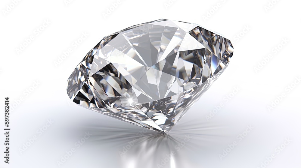 Large Clear Diamond with reflection Dazzling diamond on white background. Large Clear Diamond with reflection Dazzling diamond on white background.
