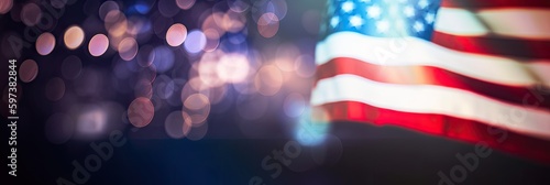 American Flag and Bokeh Background for Celebration - AI Generated