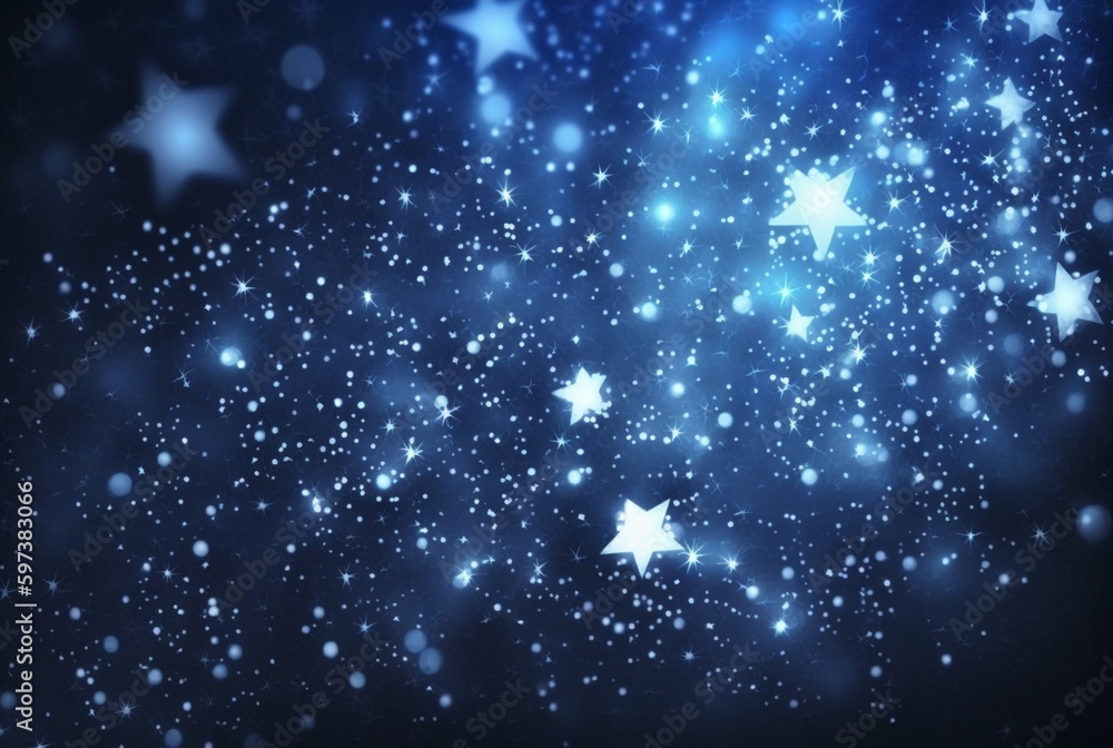 Obraz premium Abstract silver background with white particles and stars. Round bokeh or glitter lights. generative ai