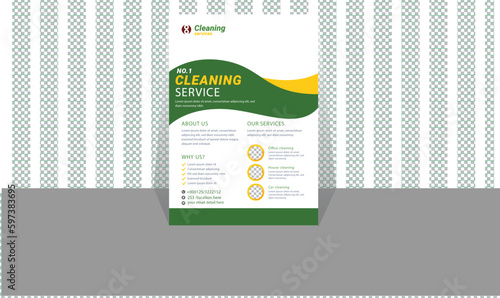 Cleaning and disinfection flyer design template, cleaning service flyer design, cover, brochure design cover template