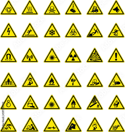 Empty vintage tin danger sign on a white background