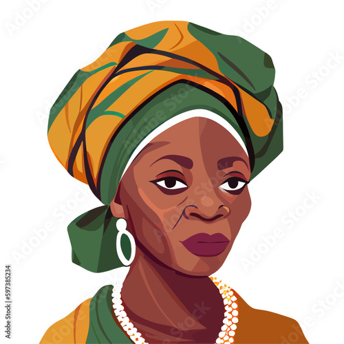 old woman face with headwrap