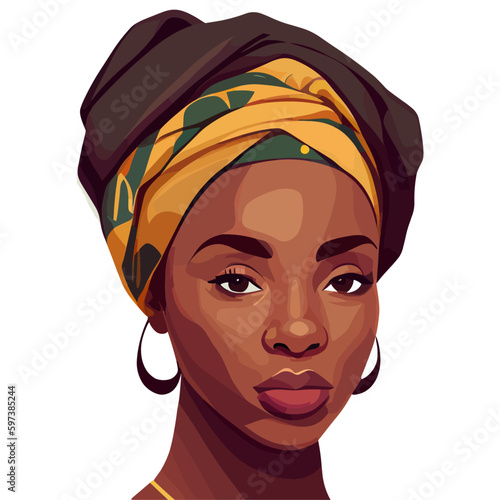 a black lady wearing headwrap vector illustration