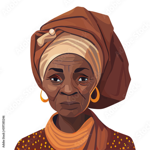 African old woman  wearing a headwrap 