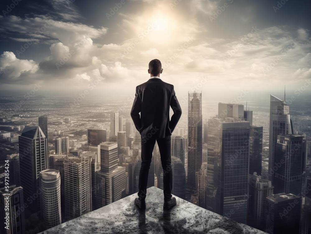 a person starting a new business venture, with a clear vision of success and ambition a person starting a new business venture, with a clear vision of success and ambition