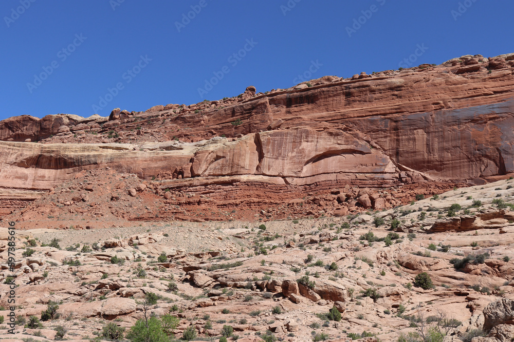 red rock canyon on the desert landscape with colorful sandstone cliffs