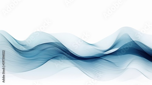 abstract blue line waves on white background