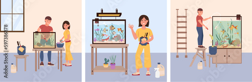 Aquarium Care Square Compositions