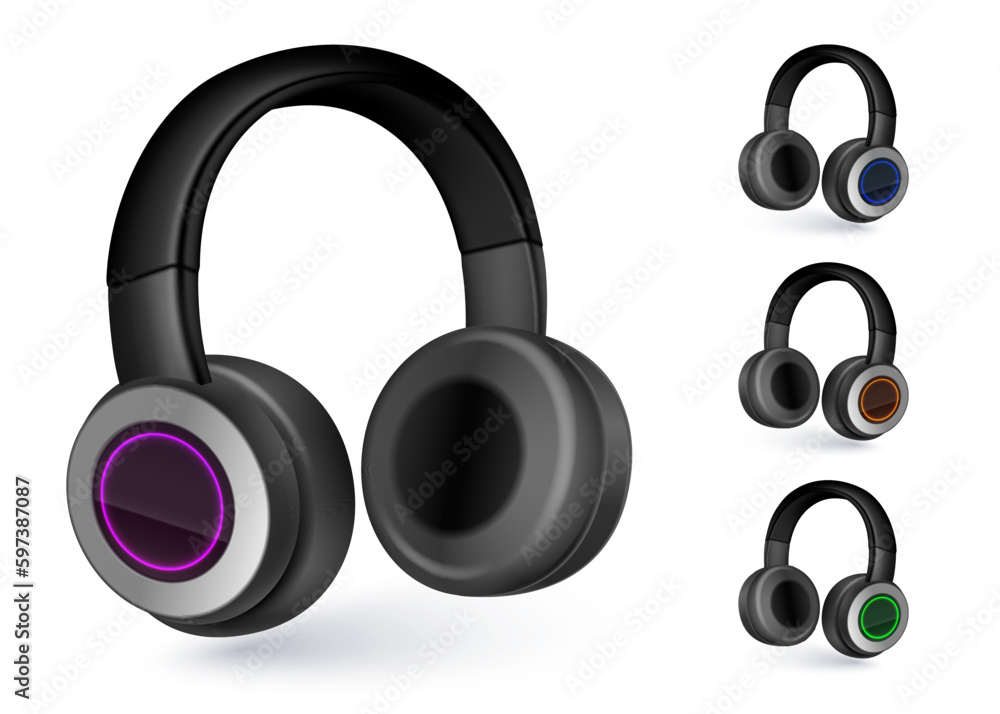 Headphones Realistic Design Concept Headphones Realistic Design Concept