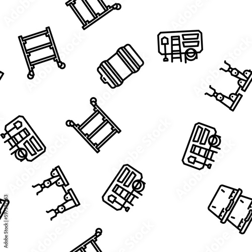 garage accessories tool service vector seamless pattern