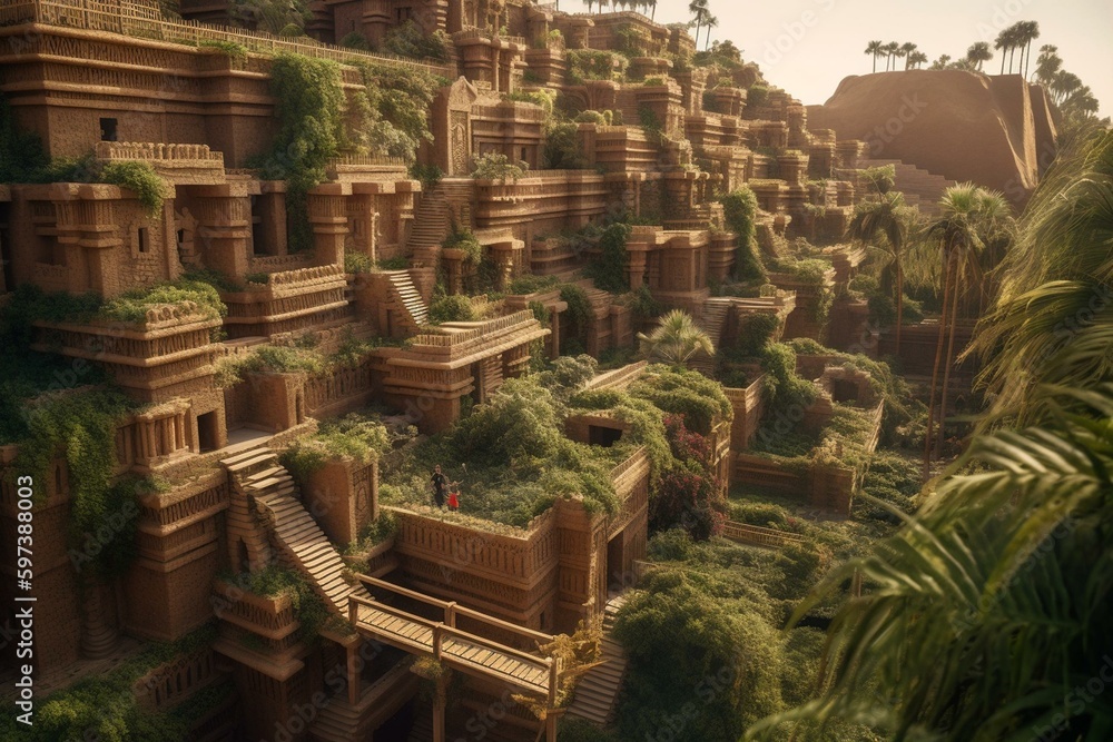 The Hanging Gardens of Babylon a terraced wonder in Iraq around 6th