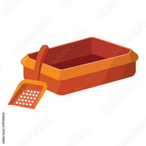 Cat tray with a dustpan. vector illustration