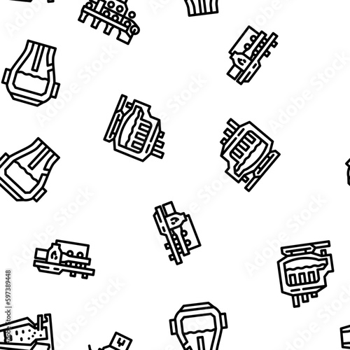 steel production industry metal vector seamless pattern