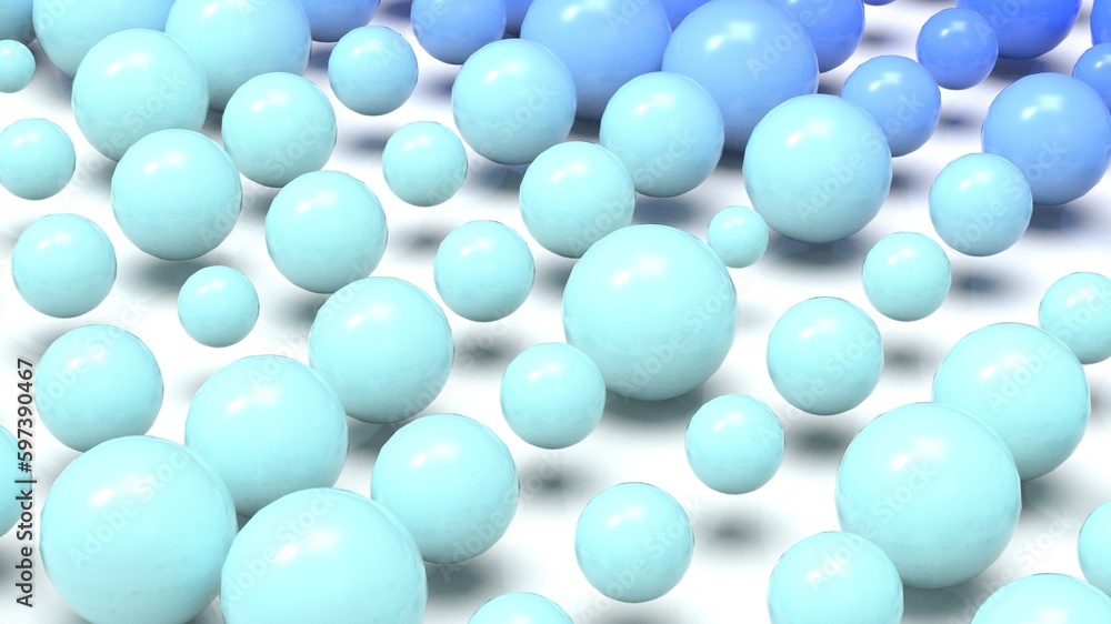 Random size many blue balls that are arranged under white lighting background. Conceptual 3D CG of blockchain, financial system and personal data analysis. Random size many blue balls that are arranged under white lighting background. Conceptual 3D CG of blockchain, financial system and personal data analysis.