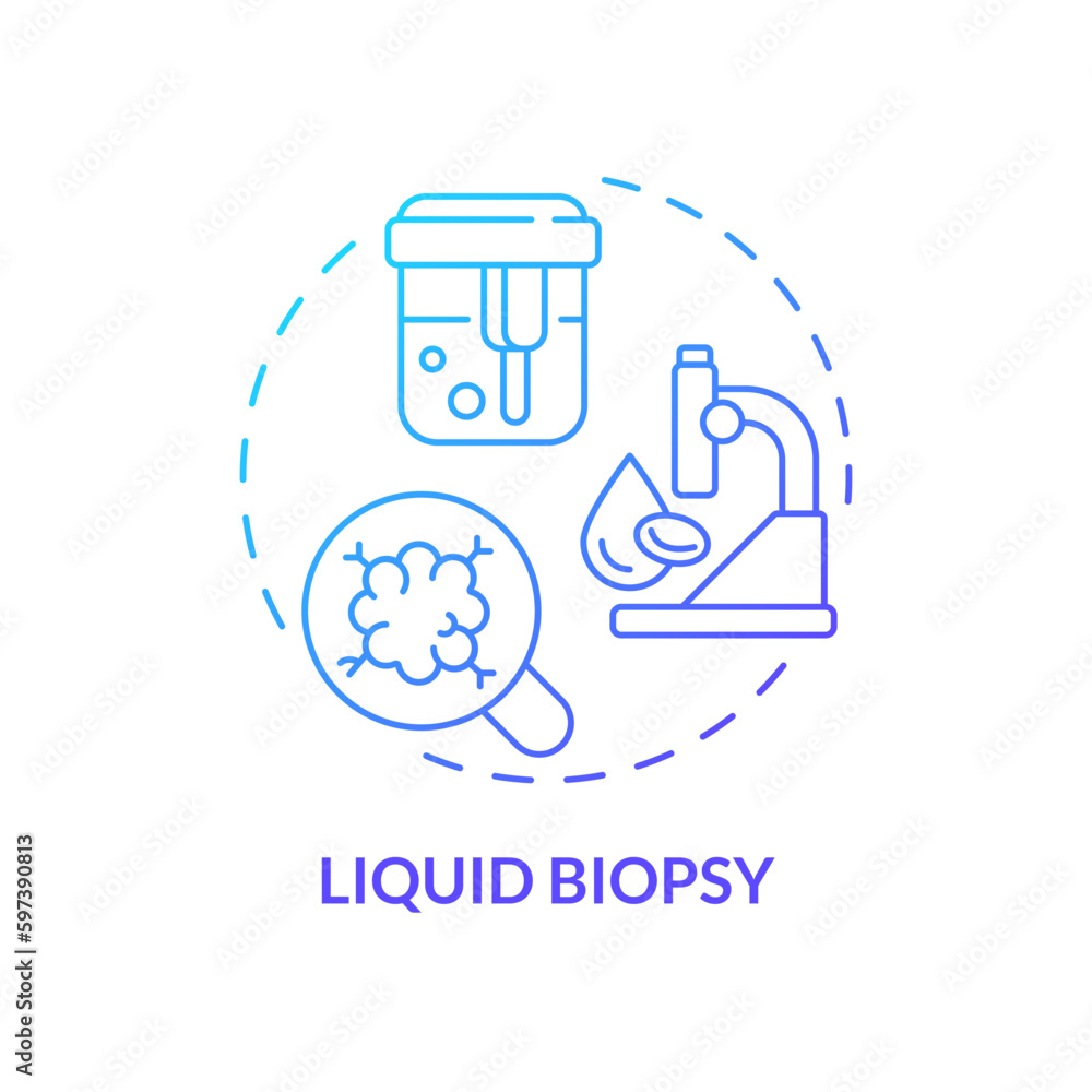 Liquid biopsy blue gradient concept icon. Oncology diagnostic process. Precision medicine method. Technological advance abstract idea thin line illustration. Isolated outline drawing Liquid biopsy blue gradient concept icon. Oncology diagnostic process. Precision medicine method. Technological advance abstract idea thin line illustration. Isolated outline drawing