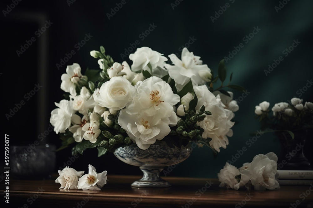 white flower arrangement. Generative AI