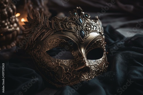 Mask for masquerade ball, handmade. Generative AI © Briseis