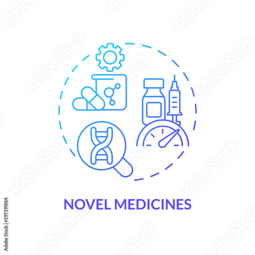Novel medicines blue gradient concept icon. Improvement of clinical trials. Genome research. Benefit of precision medicine abstract idea thin line illustration. Isolated outline drawing