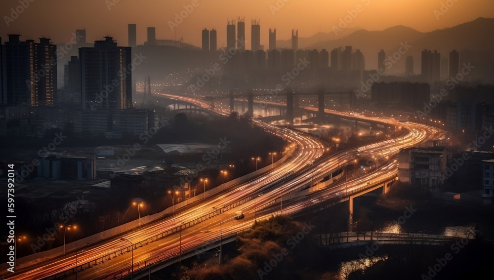 Night lights illuminate Fuzhou's highways and skyscrapers