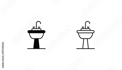 Washbasin icon design with white background stock illustration